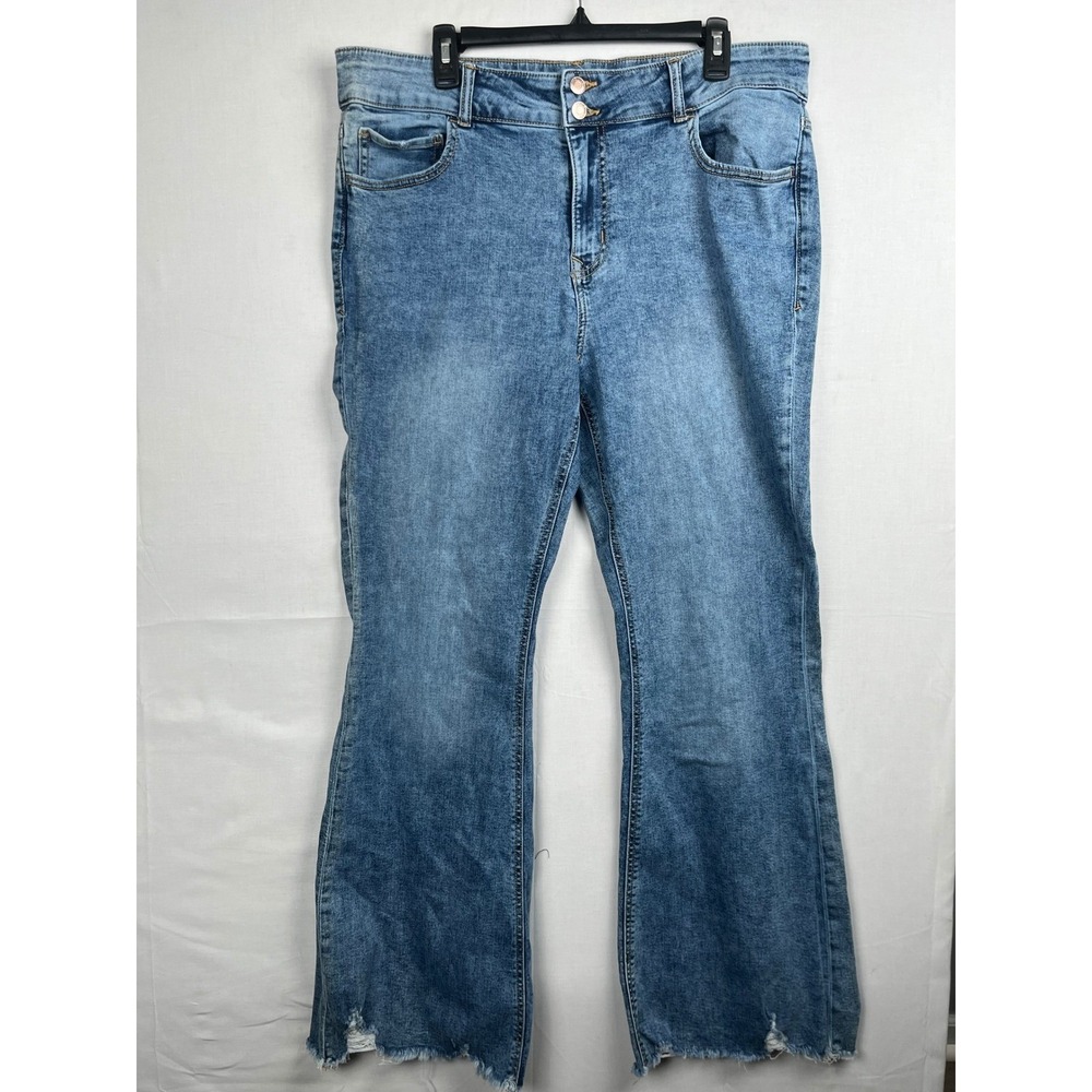 Universal Thread Flare Jeans Raw Hem Blue Denim Size 18W Regular